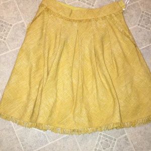 ANTHROPOLOGIE MAEVE Marigold color cotton like weaved TWEED A LINE SKIRT EUC